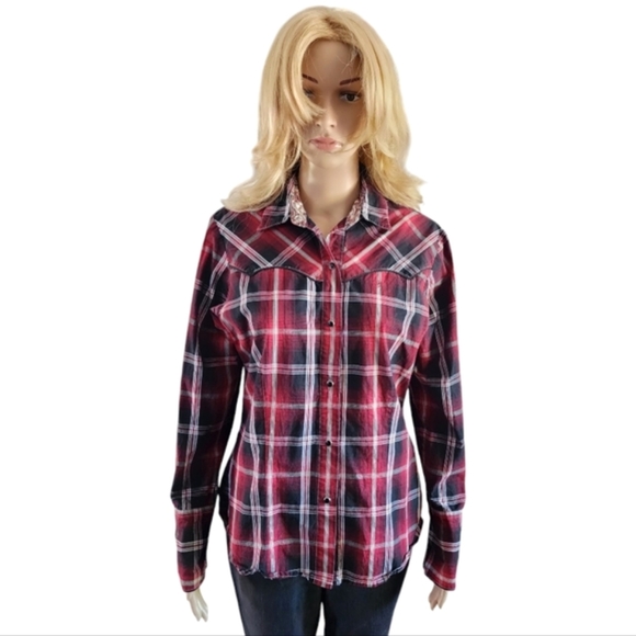 Roper long sleeve plaid western shirt,snap closure 100% cotton size M - Picture 1 of 13